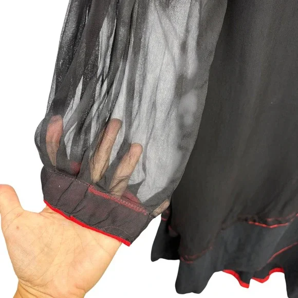 MissSoni Women's Black Embroidered Trim Long Sleeve Maxi Dress Bohemian size XS - Picture 5 of 7